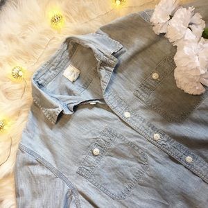 Lands End Chambray Button Down Shirt {S}